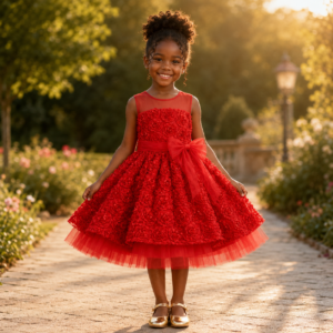 Joyful garden portrait in golden light Everly Princess Dress